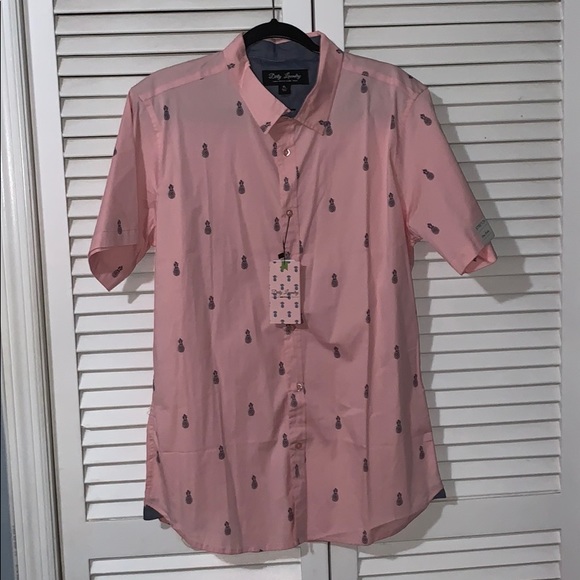 Dirty Laundry - Pink Button with Navy Pineapples - Picture 1 of 5
